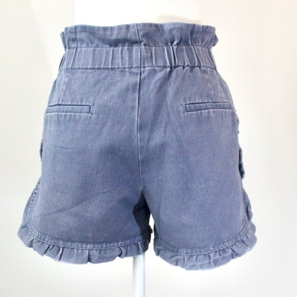 Shinestar Cornflower Blue Ruffle Denim Elastic Jean Shorts Pocket Medium - Picture 5 of 12